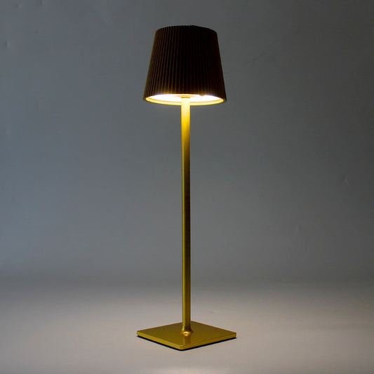 Lampada da tavolo LED dorata 5W ricaricabile con pannello solare e cavo USB, 40 cm, luce calda/fredda/naturale, sensore crepuscolare, batteria 2000mAh