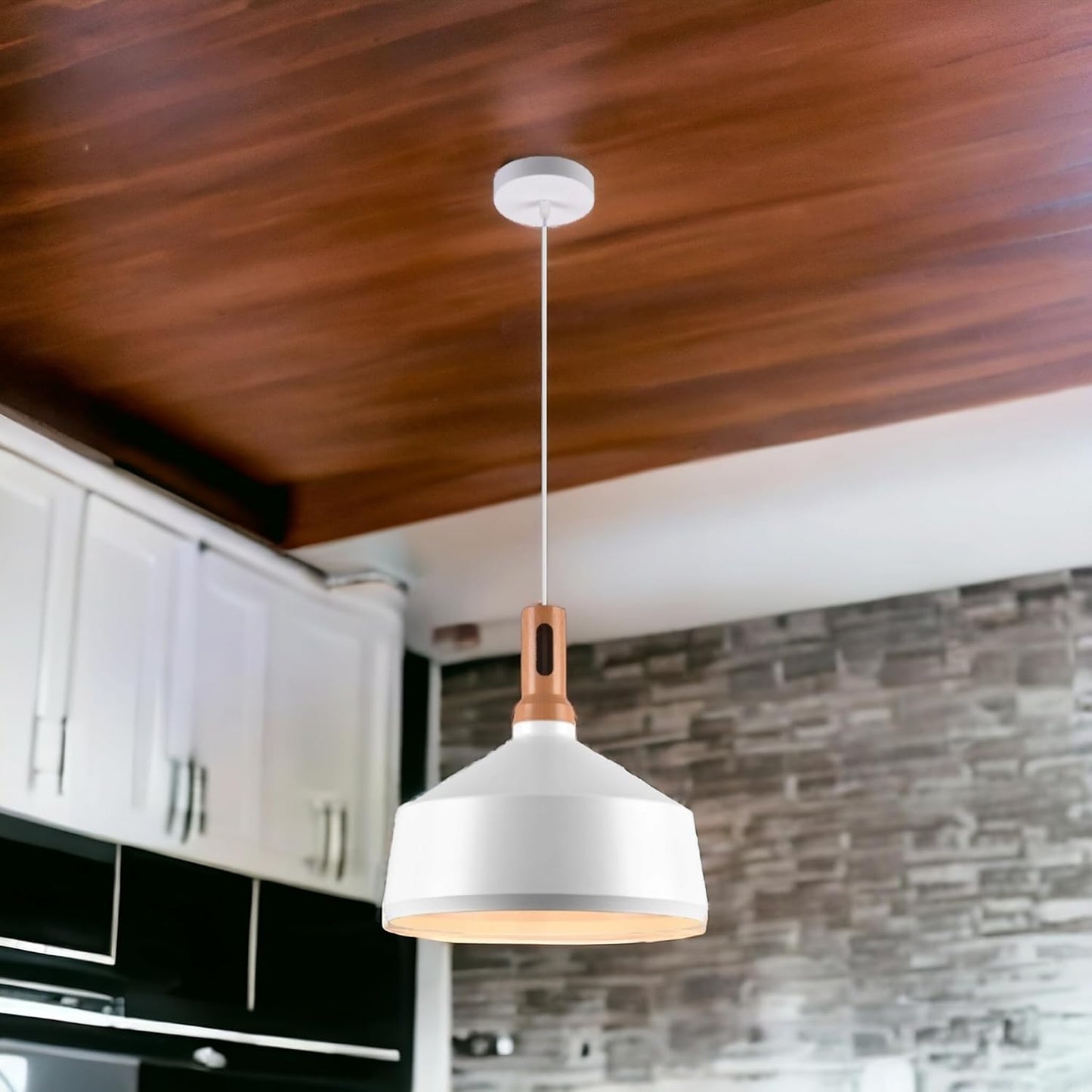 Lampadario da soffitto a sospensione con attacco E27 (lampadina non inclusa) moderno stile industriale nordino Bianco 35x22 cm
