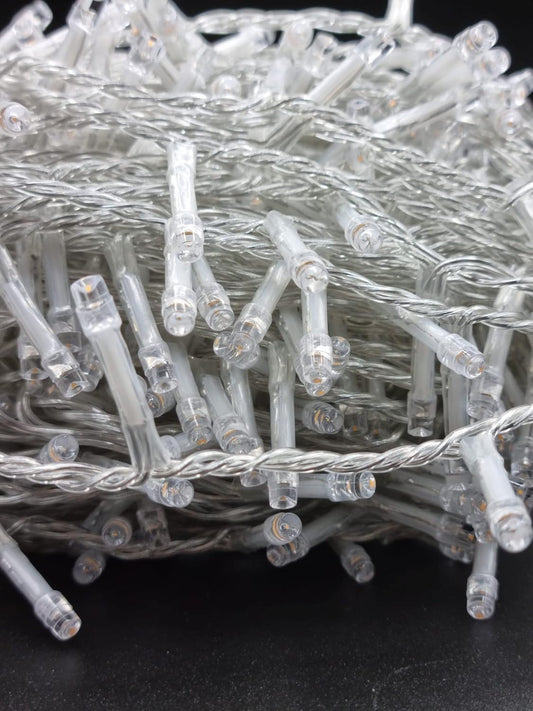 Catena Luminosa Natalizia LED 500 Led Luci di Natale – Per Interno ed Esterno 25 metri Cavo Trasaparente
