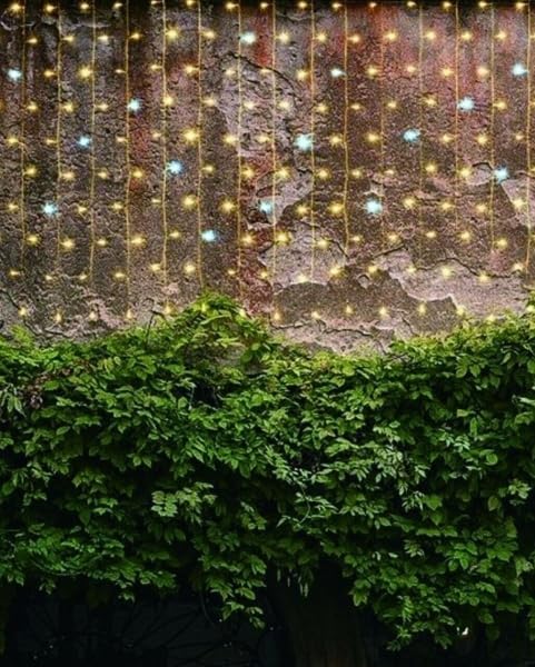 Tenda Luminosa Natalizia 3 x 1 metri Stalattiti a 200 LED Luci calde, blu o fredde + led intermittenti Bianco Freddo per Interno ed Esterno IP44