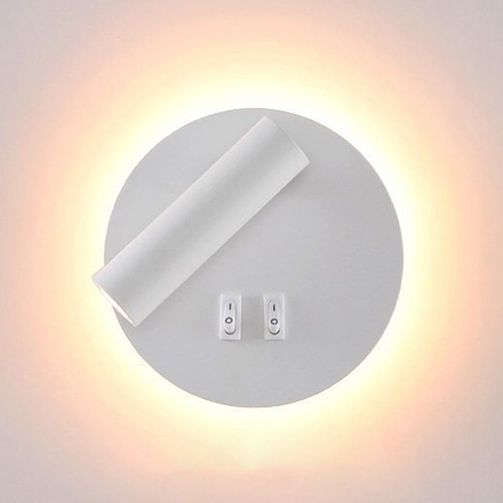 Applique LED da Parete con Doppia Illuminazione – Nero o Bianco, 8W, Faretto Orientabile + Luce Diffusa, Design Moderno
