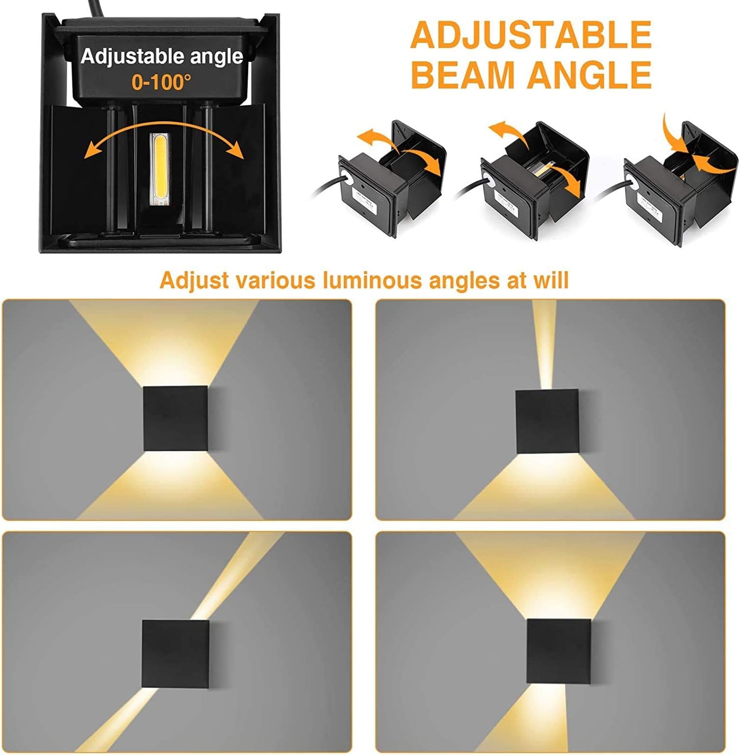 Applique LED cubo bianca da parete 12W IP65 – Luce calda, naturale o fredda – Up & down per esterno