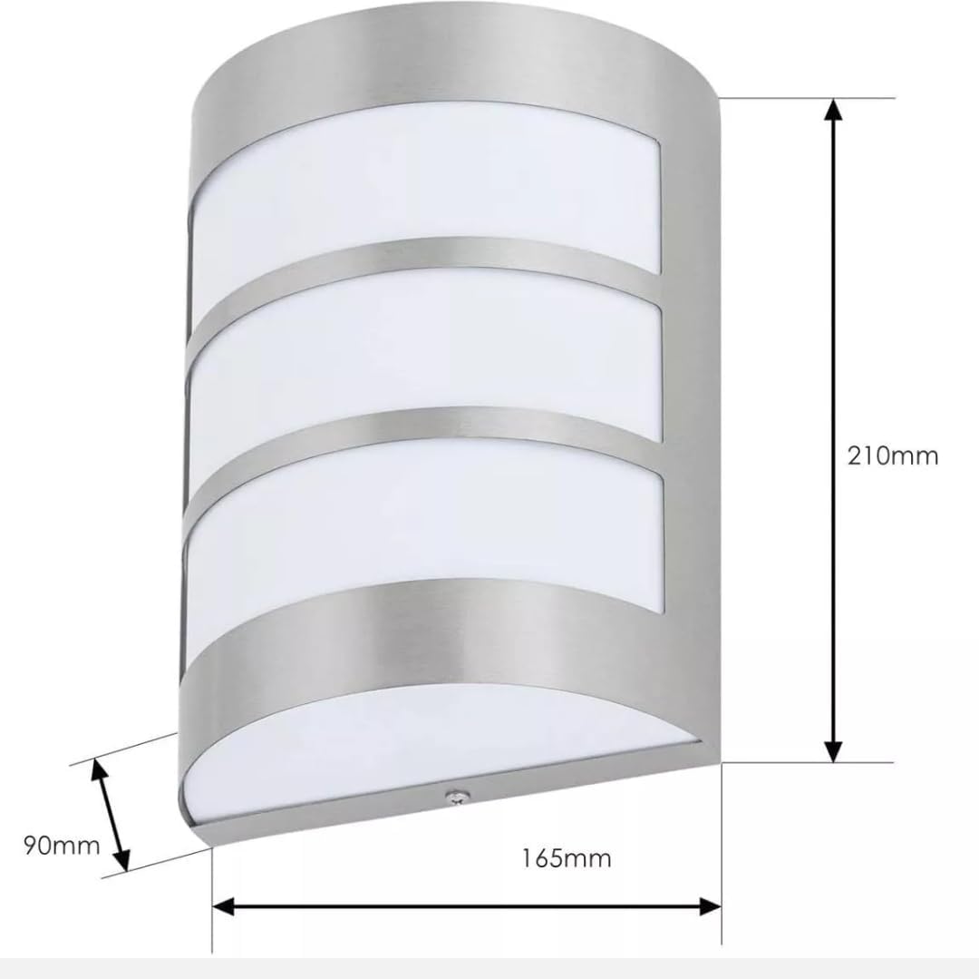 Applique da Parete IP44 E27, Lampada Esterna in acciaio inossidabile, Illuminazione per Ingresso, Vialetti, Patii, Argentata
