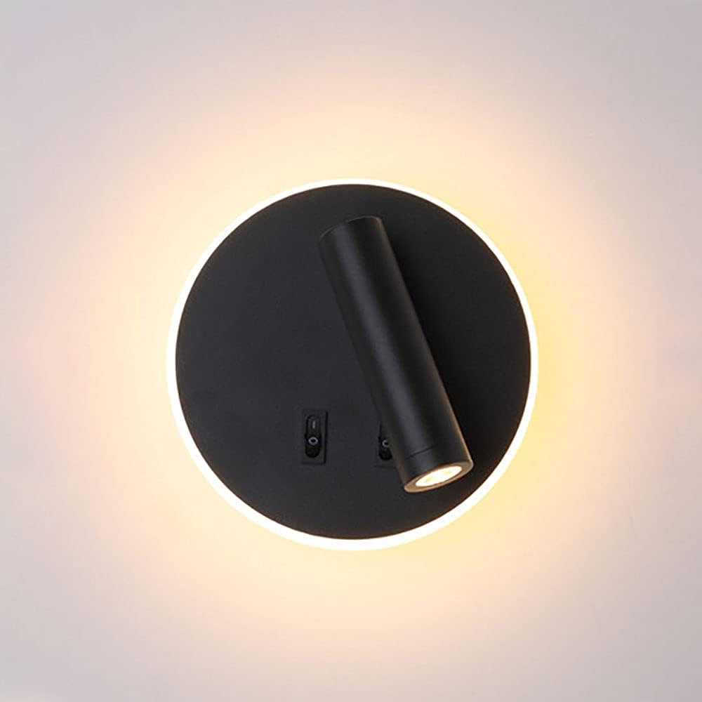 Applique LED da Parete con Doppia Illuminazione – Nero o Bianco, 8W, Faretto Orientabile + Luce Diffusa, Design Moderno