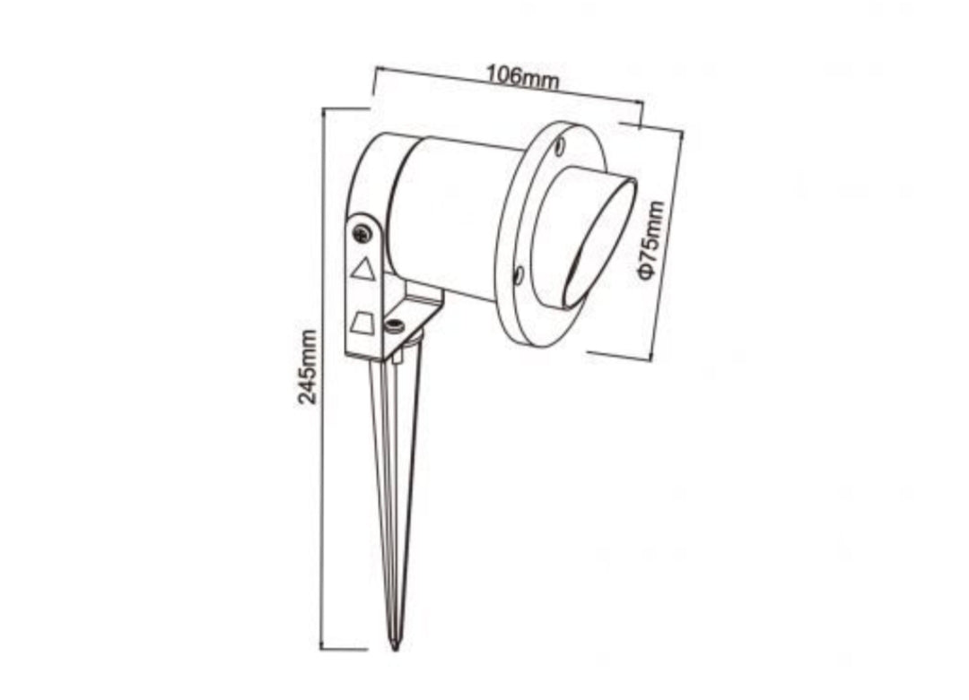 Faretto da Giardino con Picchetto, IP65, Attacco GU10, Alluminio Resistente, Max 35W, Installazione Esterna, Impermeabile Senza Lampadina