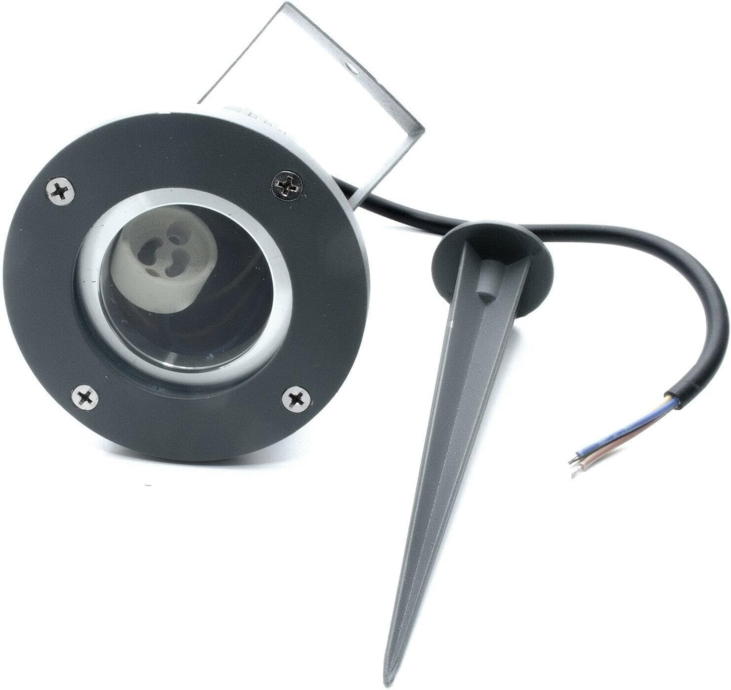 Faretto da Esterno con Picchetto Orientabile GU10 – Spot LED da Giardino IP65 in Alluminio – Proiettore per Piante, Alberi, Aiuole – 220V - Grigio, Nero, Bianco