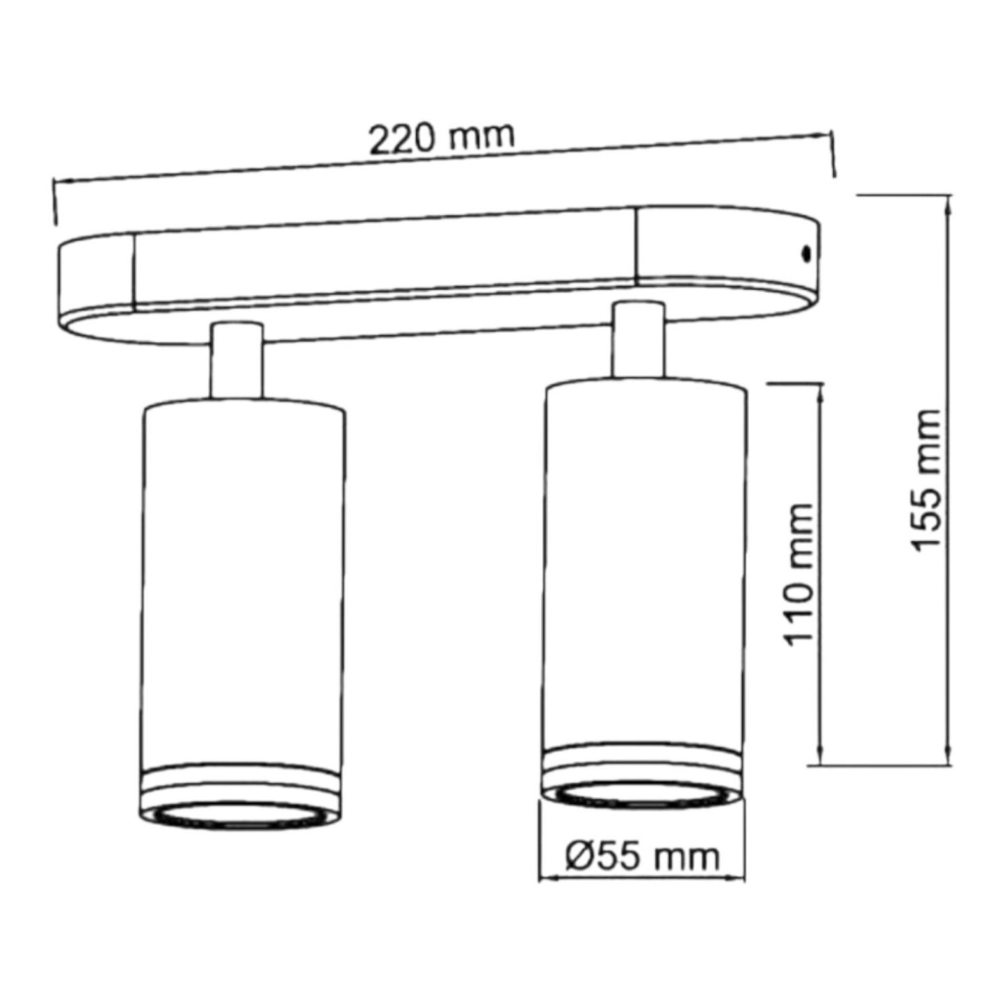 Faretto a Soffitto 2 Luci Orientabili GU10 in Alluminio Bianco, Plafoniera Spot Doppio Cilindrico per Interno, Portalampada GU10 per Cucina Corridoio Camera Soggiorno, Lampadine non incluse (Copia)