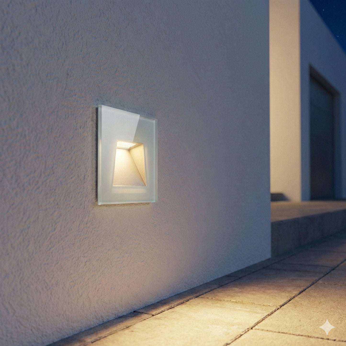 Segnapasso LED da Incasso per 503 a Parete IP65 5W 500 Lumen CCT Switch Luce Calda Fredda e Naturale Vetro Frontale per Scale Corridoi e Esterno