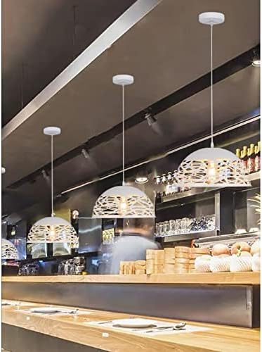 Lampadario a sospensione E27 in metallo bianco, paralume traforato Ø36 cm, design moderno, IP20 – Altezza regolabile fino a 137 cm