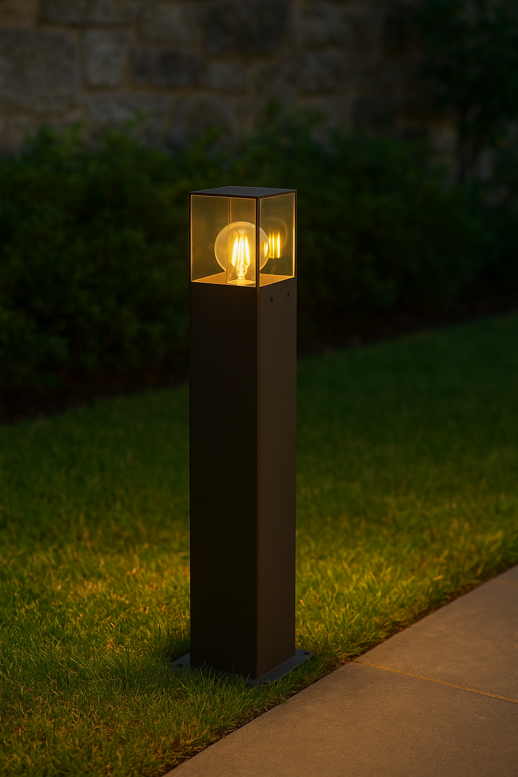 Paletto da Giardino LED con Attacco E27 IP44 – Lampada da Esterno H 44 cm Marrone con Diffusore Acrilico Trasparente – Illuminazione Vialetti, Terrazzi e Giardini – Compatibile Lampadina LED max 12W