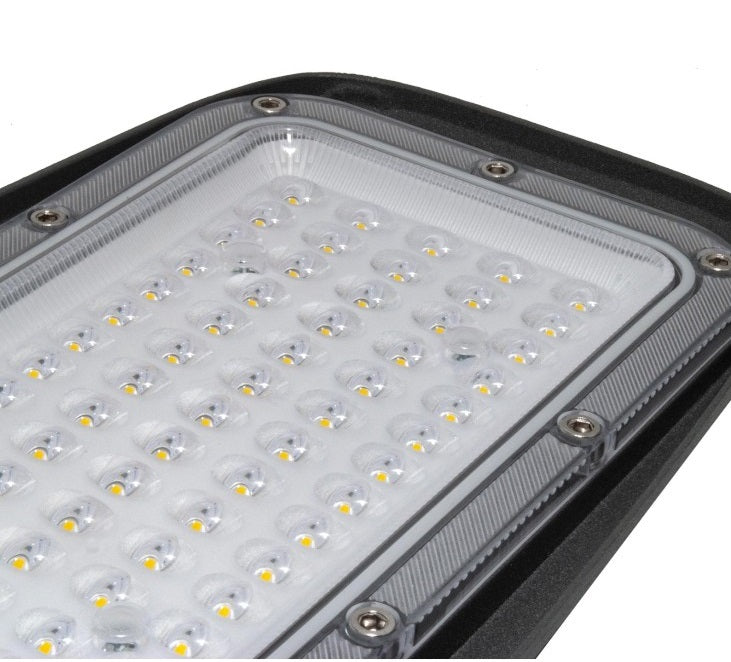 Lampione Stradale LED 100w, 220V, 9000 Lumen, Luce fredda 6500K, Impermeabile IP65, Alluminio grigio, Inclinazione Regolabile