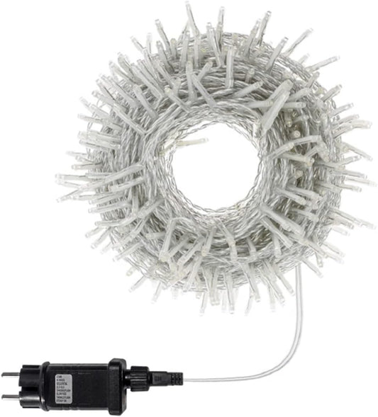 Catena Luminosa Natalizia LED 500 Led Luci di Natale – Per Interno ed Esterno 25 metri Cavo Trasaparente