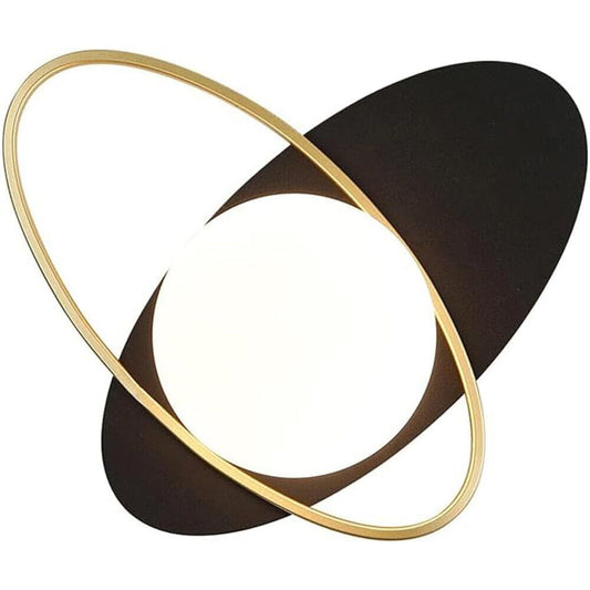 Applique LED da Parete con Attacco G9, Design Minimal, Metallo Nero e Oro, Sfera Acrilica Bianca opalina, Ideale per Camera da Letto, Soggiorno, Corridoio
