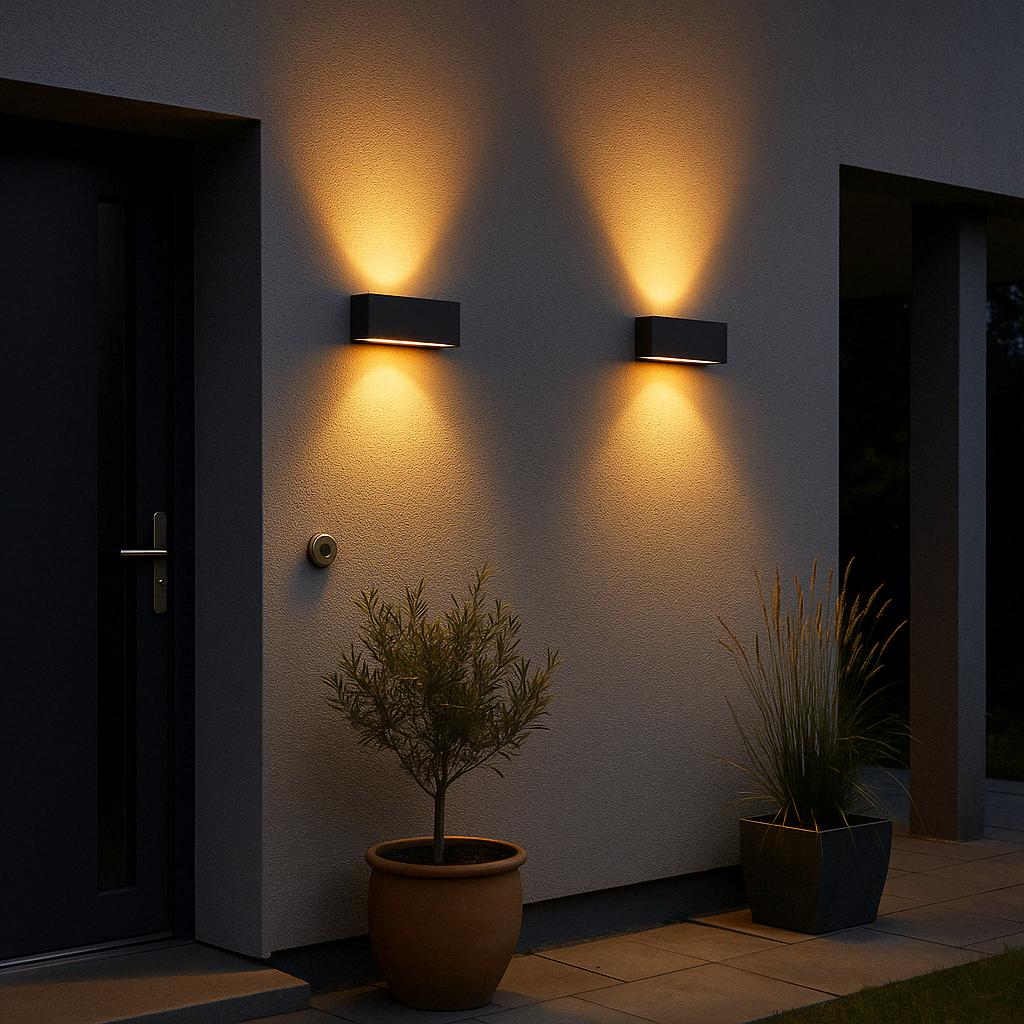 Applique grigio antracite a LED da Esterno IP65 Biemissione 14W con Selettore Colore, 1100 Lumen, Luce Calda Naturale Fredda, Alluminio, per Facciata