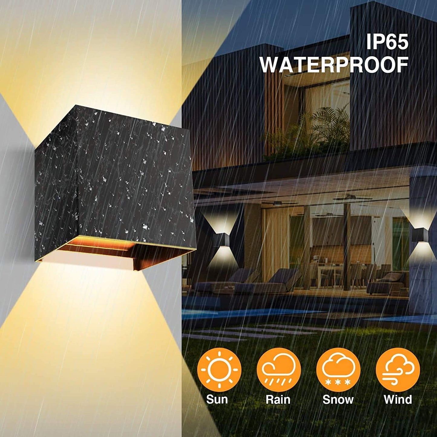 Applique LED cubo nera da parete 12W IP65 – Luce calda, naturale o fredda – Up & down per esterno (Copia)