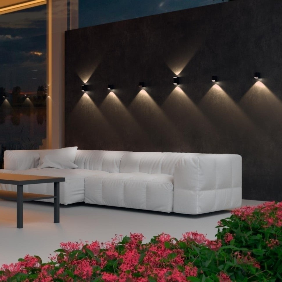 Applique nero da esterno a muro ip54 lampada a parete moderno gu10 monoemissione