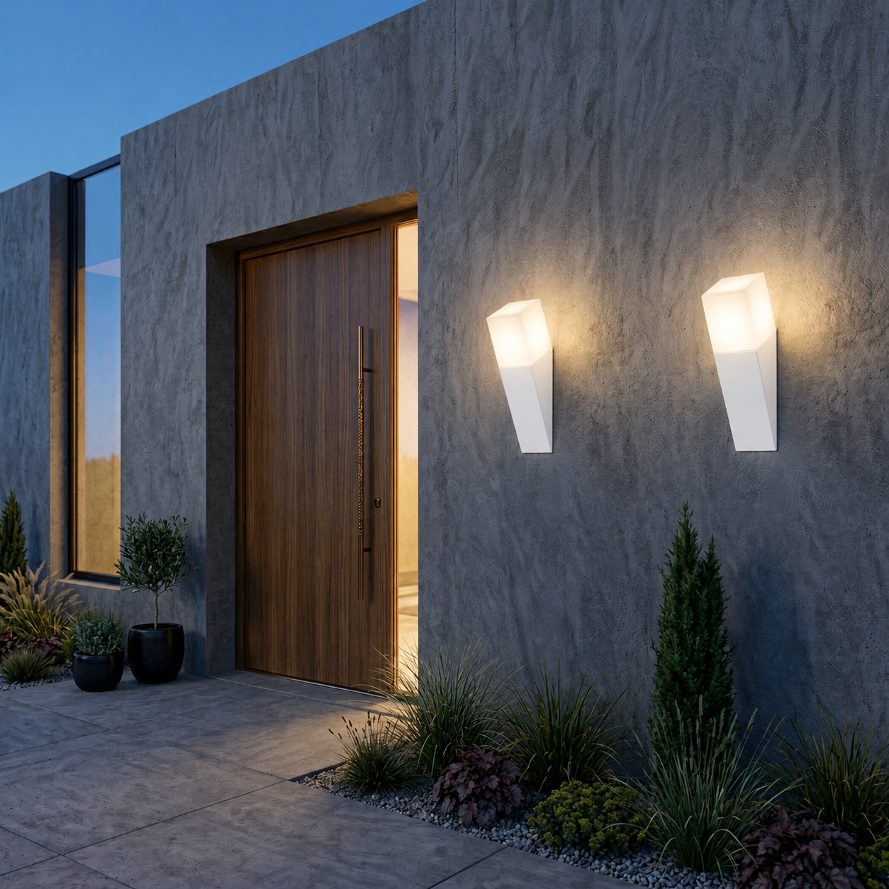 Applique da Esterno E27 Bianco IP44 Lampada Parete Moderna Diffusore Opaco 12W Max Illuminazione Giardino Ingresso Facciata