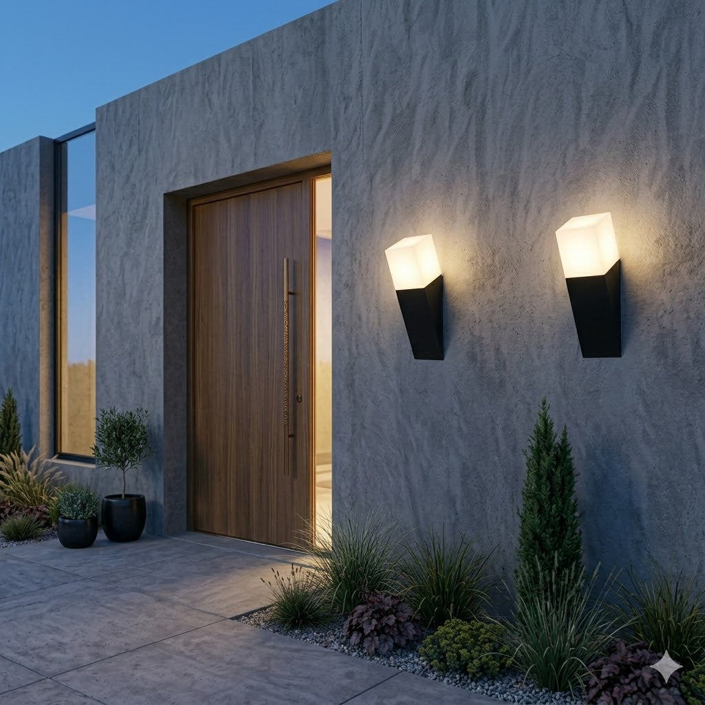 Applique da Esterno E27 Nero IP44 Lampada Parete Moderna Diffusore Opaco 12W Max Illuminazione Giardino Ingresso Facciata