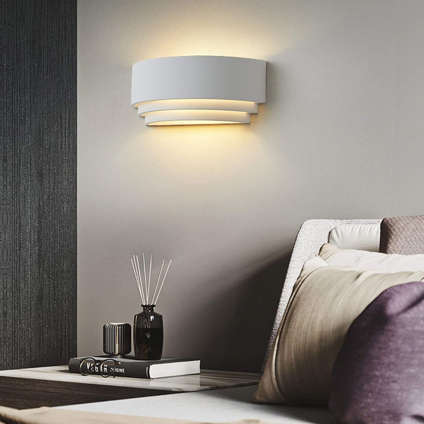 Applique da parete in gesso verniciabile moderna 32 cm attacco R7s luce up&down bianca per interni