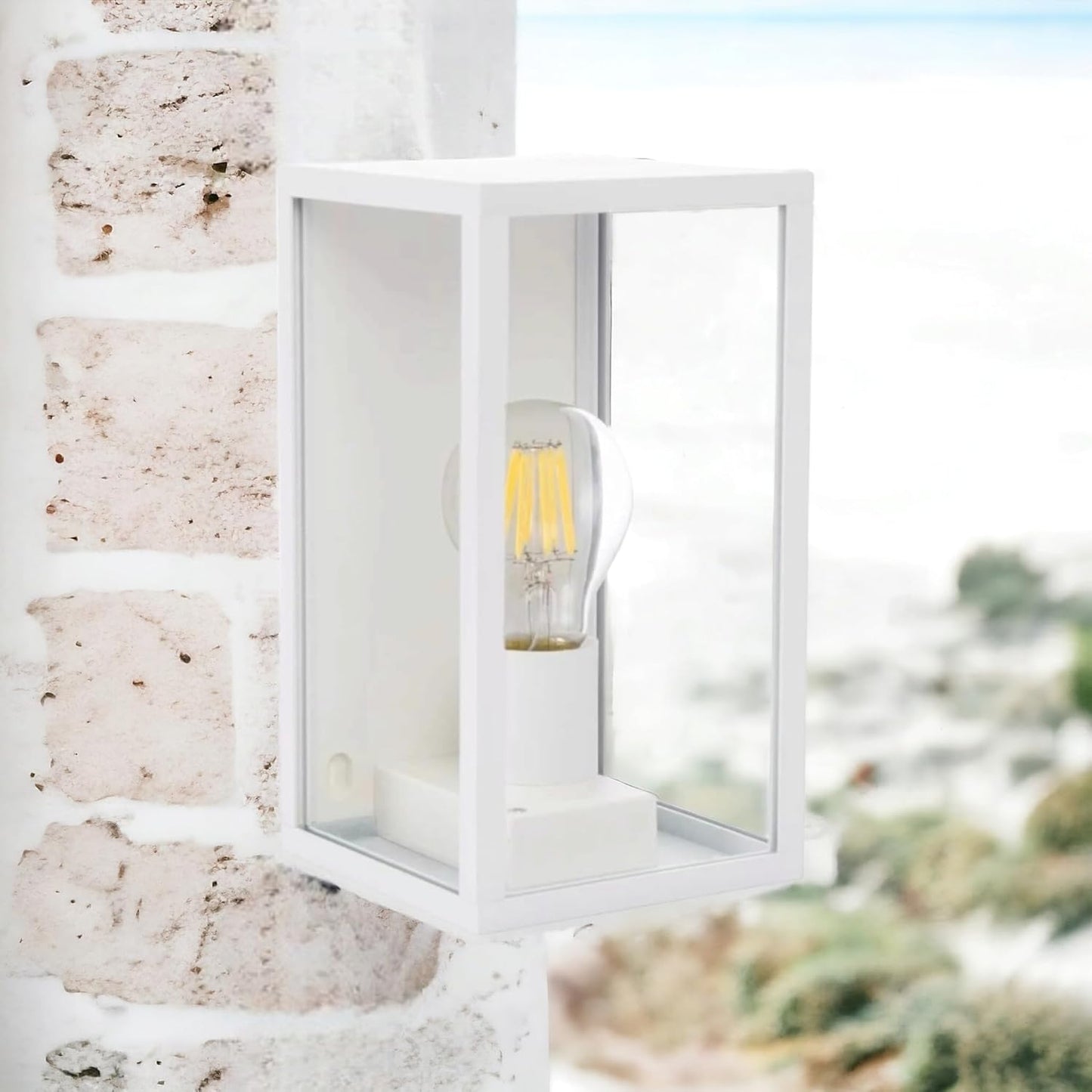 Applique lanterna Bianca da Parete IP44 E27, Lampada Esterna in Alluminio, Illuminazione per Ingresso, Vialetti, Patii