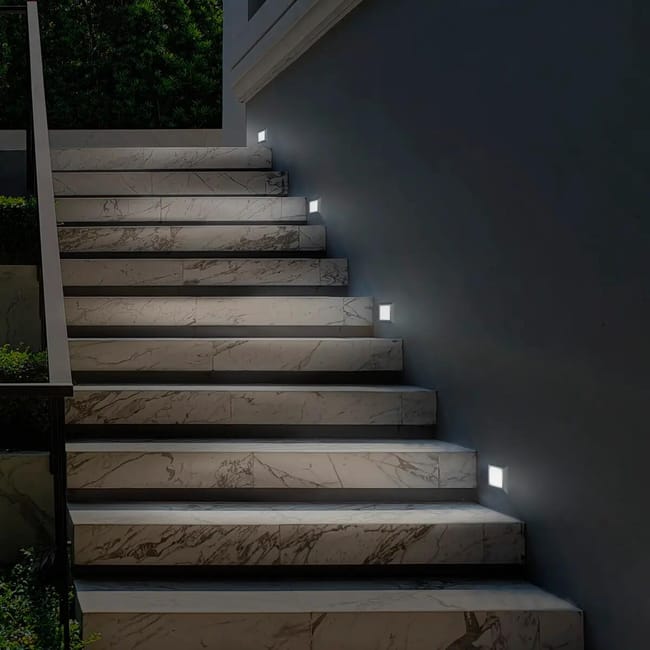 Segnapasso Faretto LED da incasso per scatola 503 IP65 4W 3 tonalità CCT Luce calda, naturale, fredda - vetro bianco per esterni e interni 220V