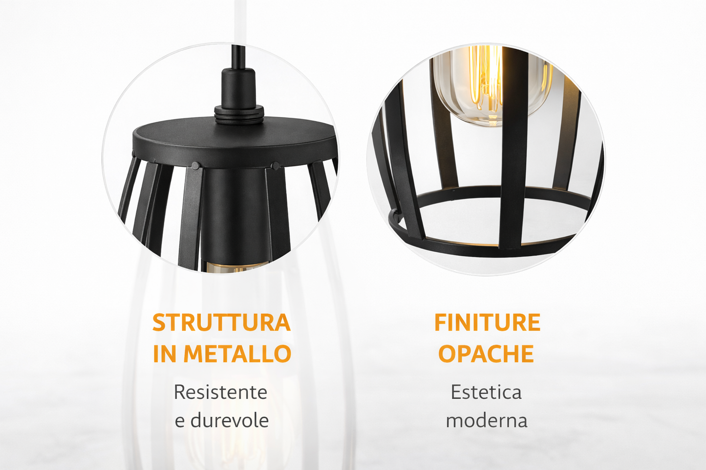 Lampadario Industriale a Sospensione E27 Nero in Metallo, Gabbia Vintage, Lampada a Soffitto per Cucina Isola Soggiorno Ristorante, Lampadina Non Inclusa