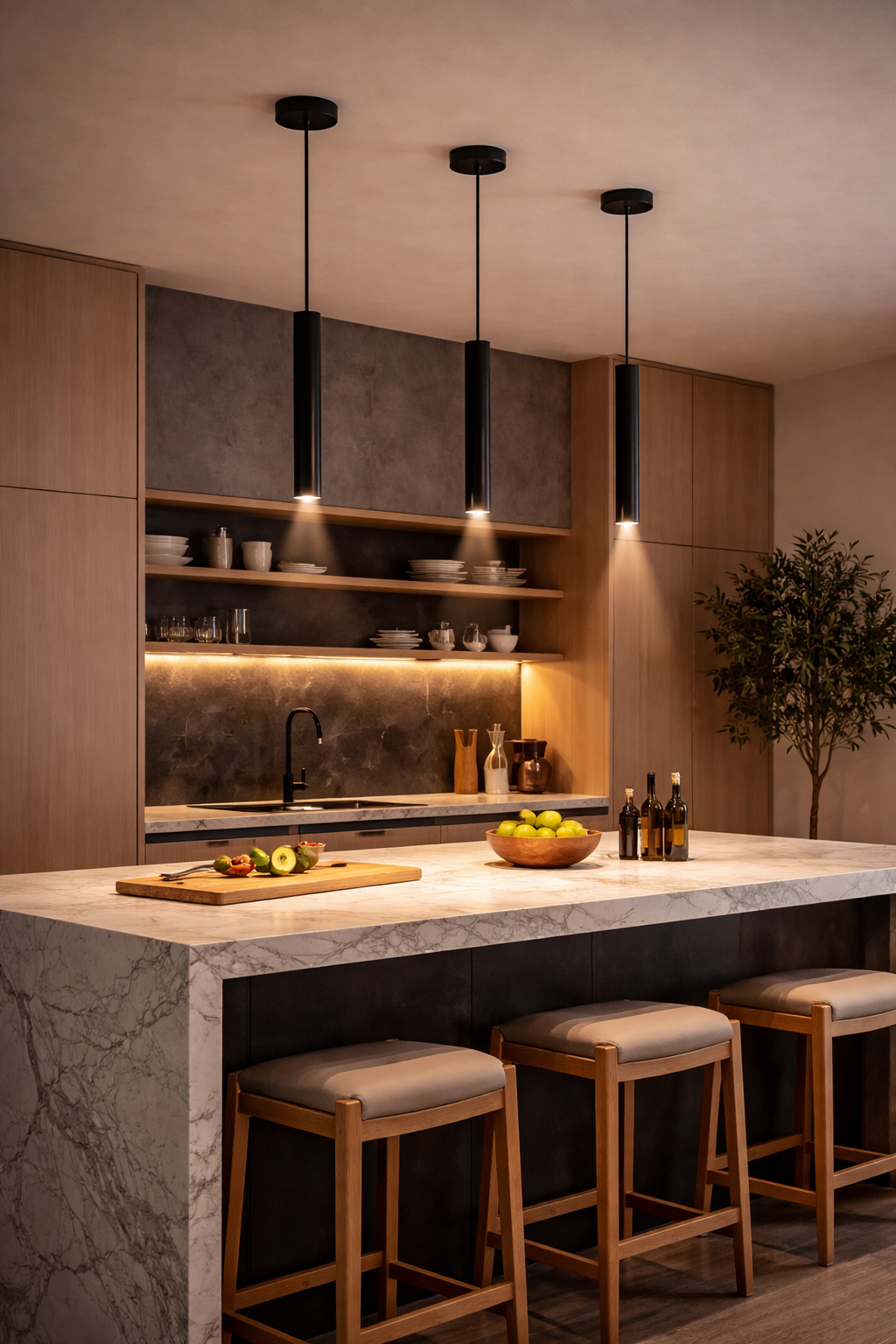 Lampada a Sospensione LED Cilindrica 3W 300lm CCT Switch Luce calda, fredda, naturale, Lampadario Tubo Nero in Alluminio con Fascio 30°, Lampada Spot per Isola Cucina Tavolo Bancone