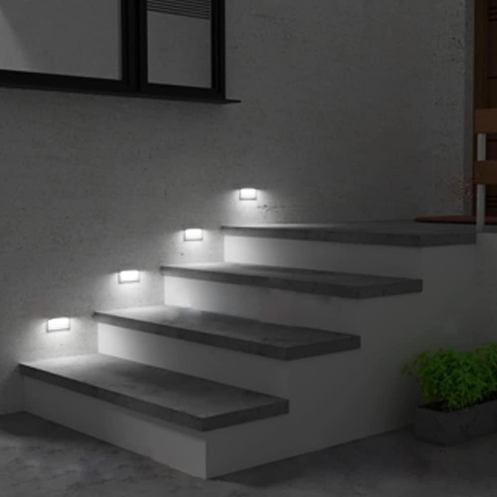 Faretto segnapassi da esterno lampada da muro IP65 LED 5W ad incasso per scatola cassetta 503 scale giardino viale gradini, CCT 3 Tonalità selezionabile luce fredda Luce calda Luce Naturale
