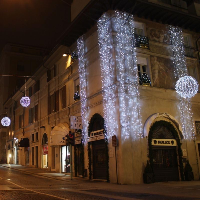 Catena Luminosa Natalizia a LED Luce fredda Professionale, 10 metri con 100 LED Ultra-Luminosi, Prolungabile, per Esterni, Effetto Flash, Luci di Natale da Esterno