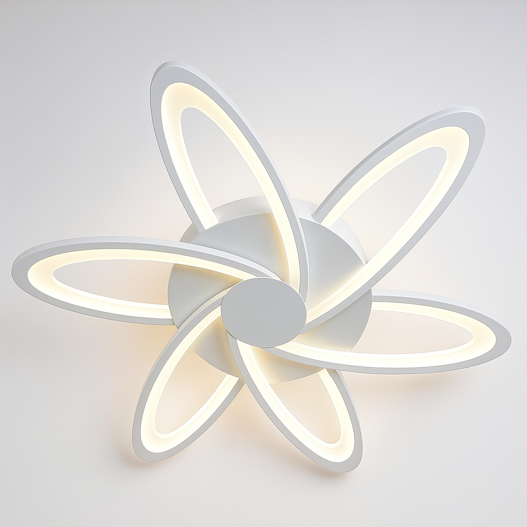 Plafoniera LED Soffitto 59W Design Artistico, 4720 Lumen, Luce Calda, Fredda, Naturale, Fascio 300°, Alluminio Bianco e ABS, Moderna per Salotto e Camera