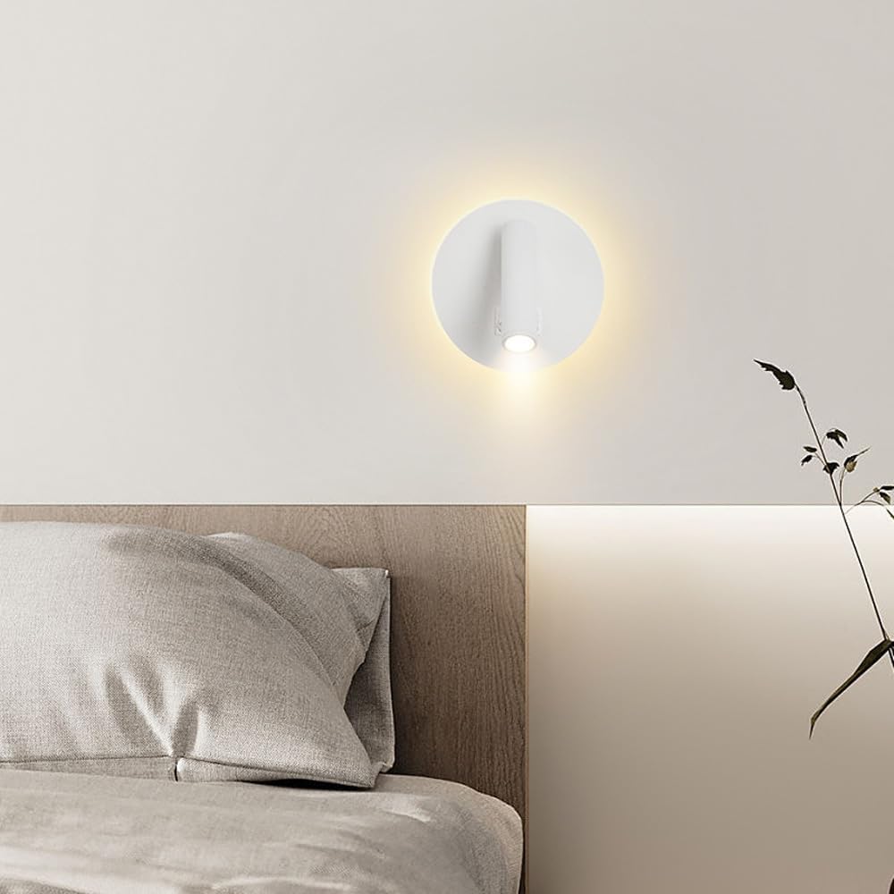 Applique LED da Parete con Doppia Illuminazione – Nero o Bianco, 8W, Faretto Orientabile + Luce Diffusa, Design Moderno