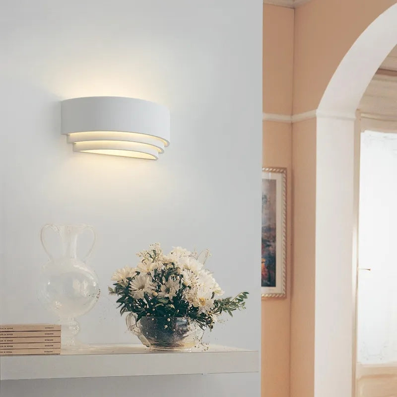 Applique da parete in gesso verniciabile moderna 32 cm attacco R7s luce up&down bianca per interni