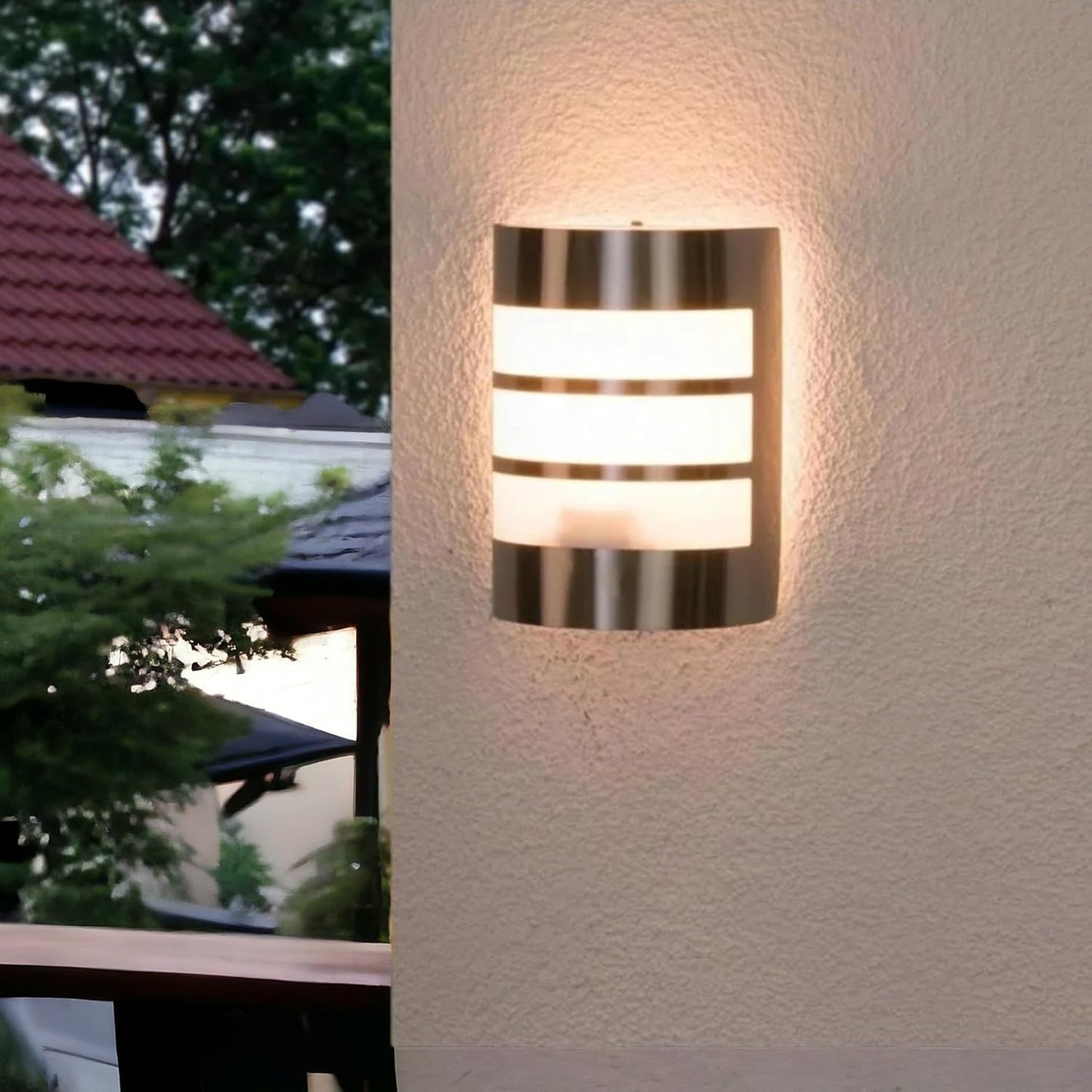 Applique da Parete IP44 E27, Lampada Esterna in acciaio inossidabile, Illuminazione per Ingresso, Vialetti, Patii, Argentata