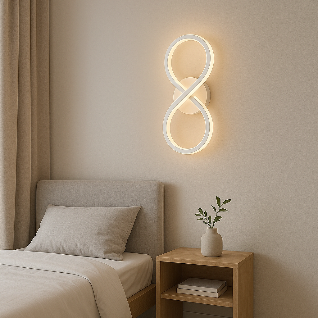 Applique LED da Parete 10W CCT con Switch – Luce Calda 3000K, Naturale 4000K e Fredda 6500K – 800 Lumen, Design Infinito Moderno da Interno, Bianco