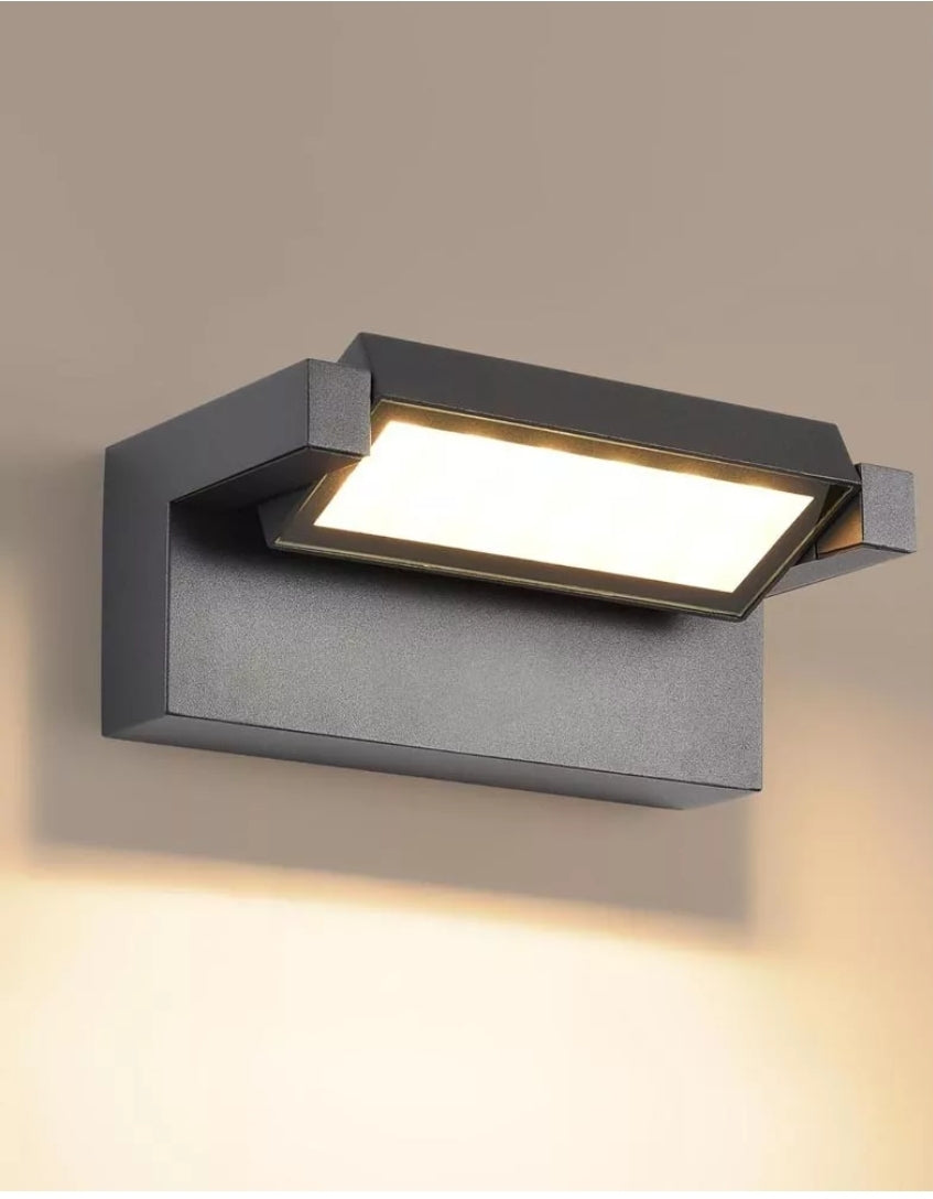 Applique Grigio antracite a LED da Esterno 21W IP65, Lampada a Parete Orientabile, 1800 Lumen, Alluminio e Vetro, CCT switch Luce calda, fredda, naturale