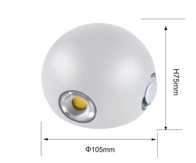 Applique LED da Parete 12W IP54, Design Moderno Rotondo, 4 Emissioni di Luce, 1200 lm, Nero, Effetto Croce, Interni ed Esterni