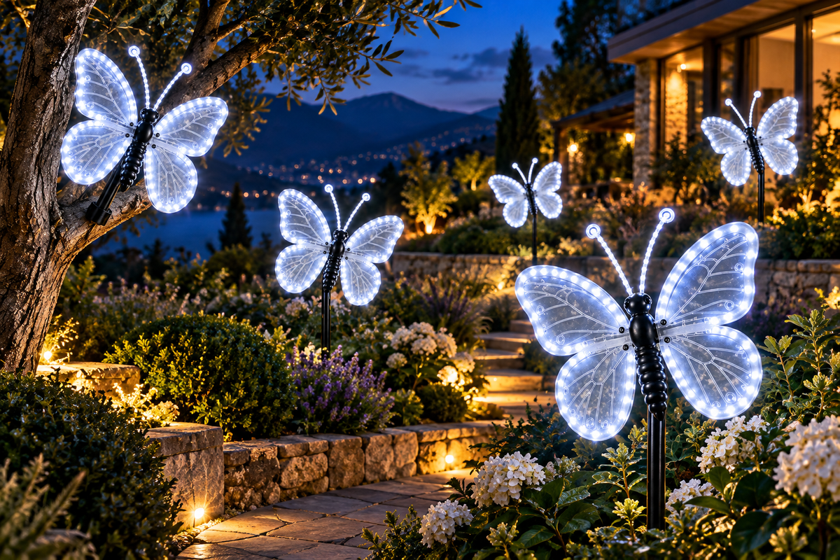 Farfalla LED Natalizia Luce Fredda 40 cm con Ali Motorizzate – 204 LED – IP44