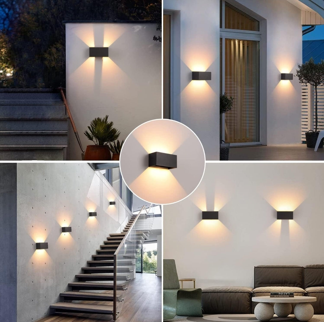 Applique Nero a LED da Esterno e Interno 24W, Fascio Luminoso Regolabile, 2000 Lumen, IP65 Impermeabile, Lampada da Parete in Alluminio, per Giardino, Balcone, Terrazza