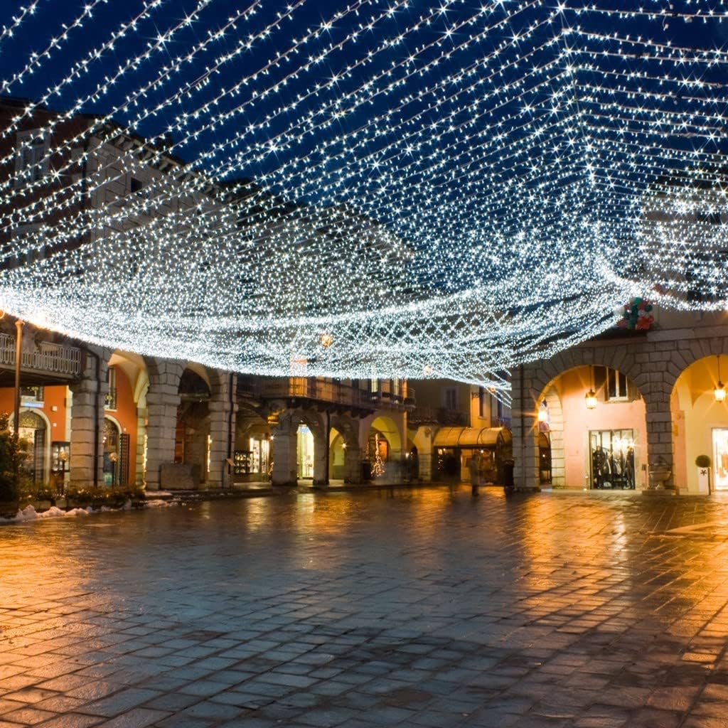 Catena Luminosa Natalizia a LED Luce fredda Professionale, 10 metri con 100 LED Ultra-Luminosi, Prolungabile, per Esterni, Effetto Flash, Luci di Natale da Esterno