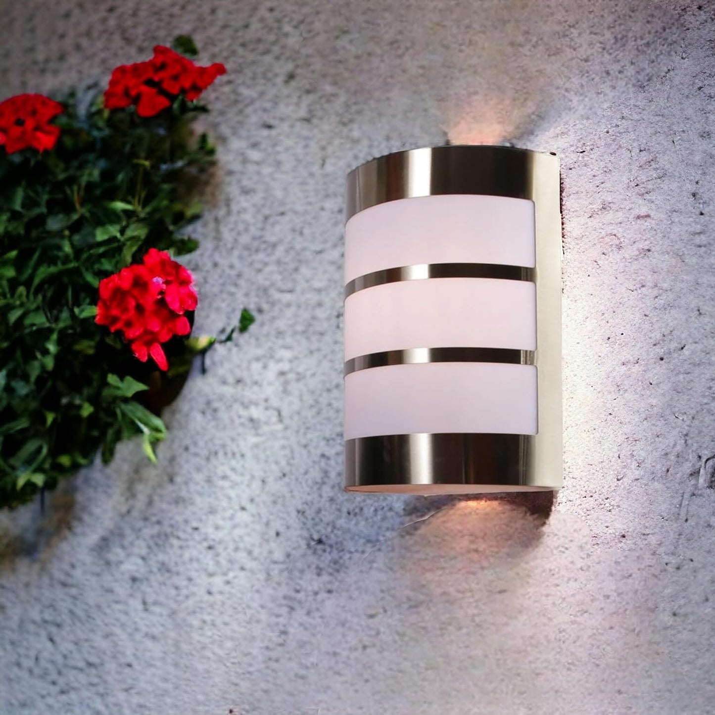 Applique da Parete IP44 E27, Lampada Esterna in acciaio inossidabile, Illuminazione per Ingresso, Vialetti, Patii, Argentata