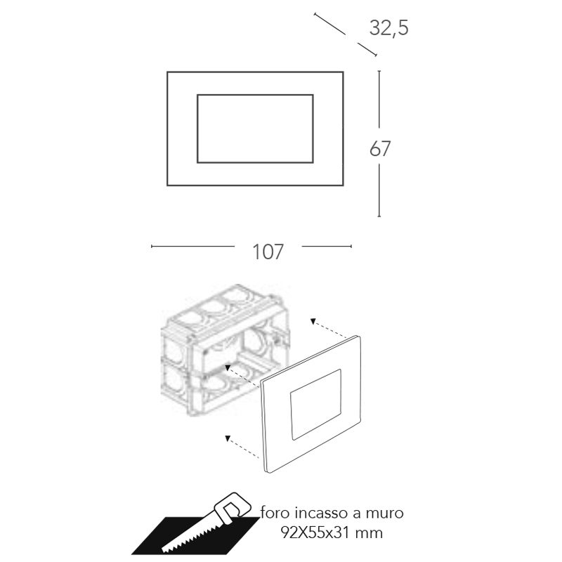 Faretto segnapassi da esterno Con Placchette intercambiabili lampada da muro IP65 LED 3W ad incasso per scatola 503, CCT 3 Tonalità selezionabile luce fredda Luce calda Luce Naturale