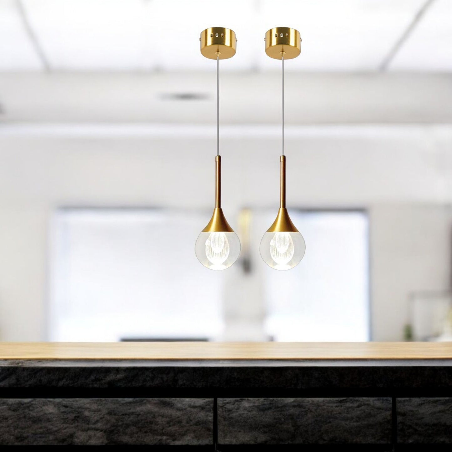 Lampada a Sospensione LED 5W Oro – Luce Calda 3000K o Fredda 6500K, Ø93mm, in Alluminio e Acrilico