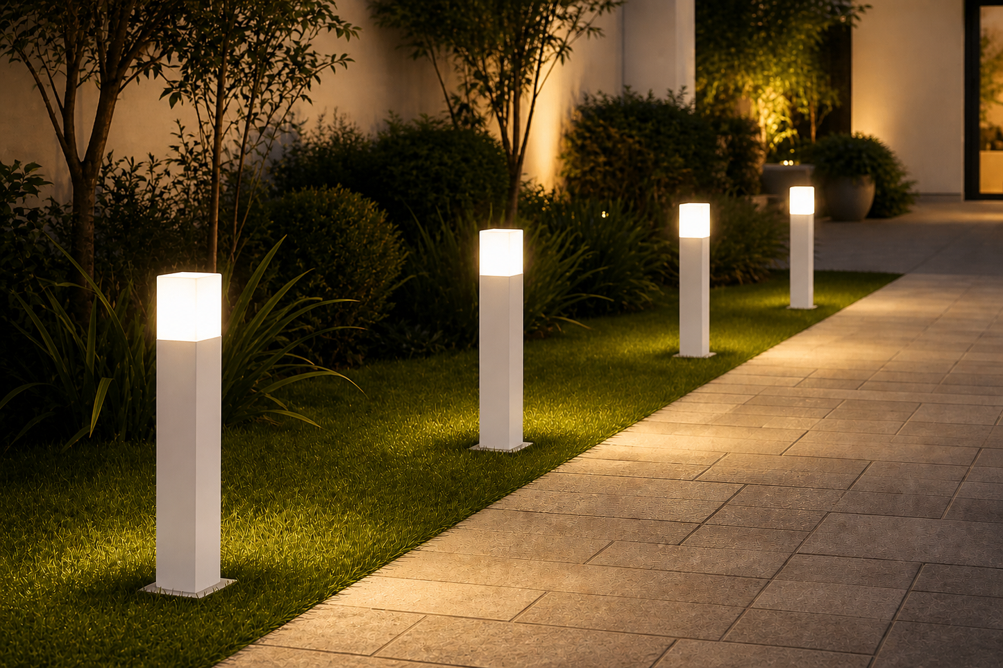 Lampioncino da Giardino E27 Bianco 74 cm Paletto Luce Esterno Moderno per Vialetti e Ingressi Attacco E27 Alluminio Diffusore Opaco IP44