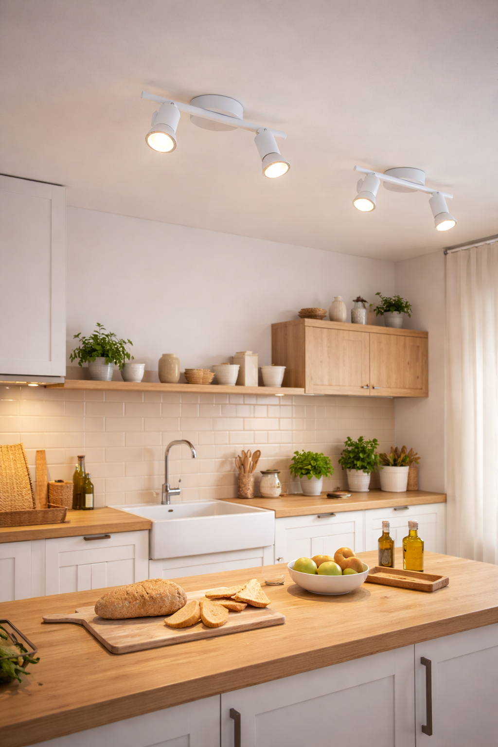 Faretto Soffitto 2 Luci GU10 Orientabili in Metallo, Plafoniera Spot Direzionabili, Lampada da Soffitto Moderna per Corridoio Cucina Soggiorno, Bianco, Lampadine Non Incluse