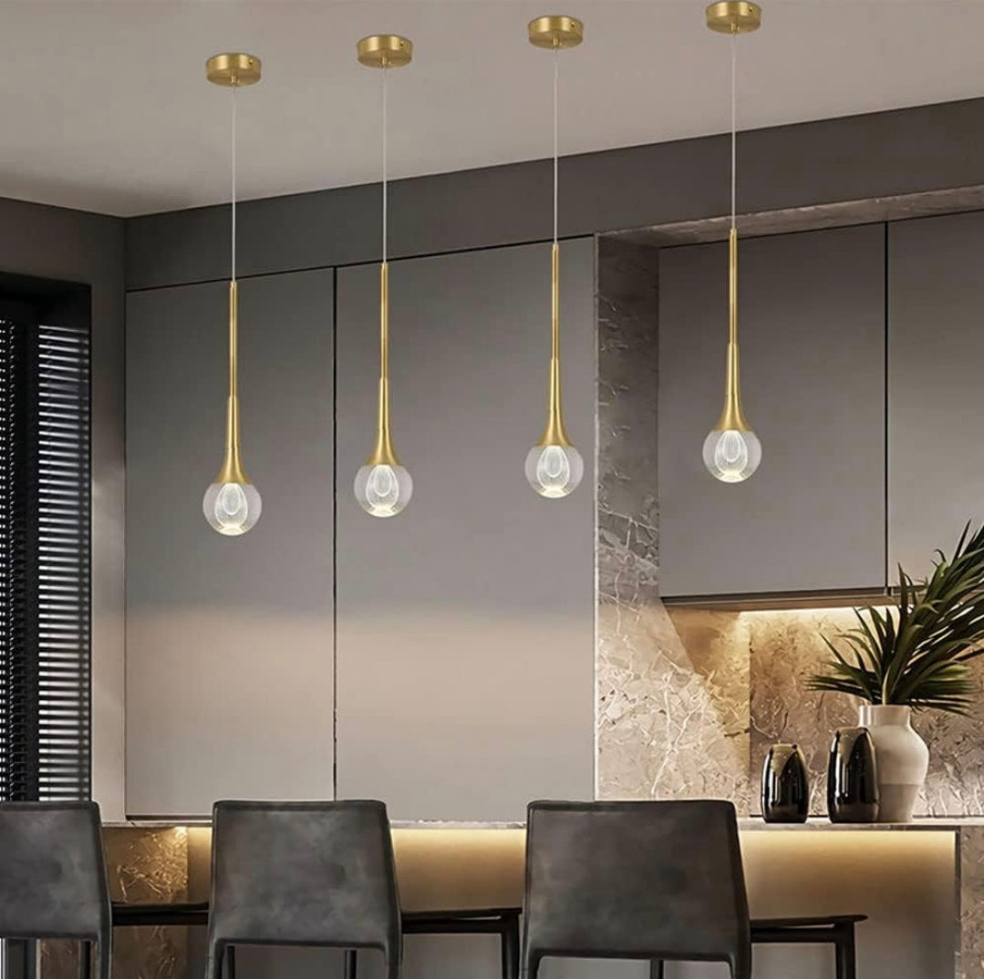 Lampada a Sospensione LED 5W Oro – Luce Calda 3000K o Fredda 6500K, Ø93mm, in Alluminio e Acrilico