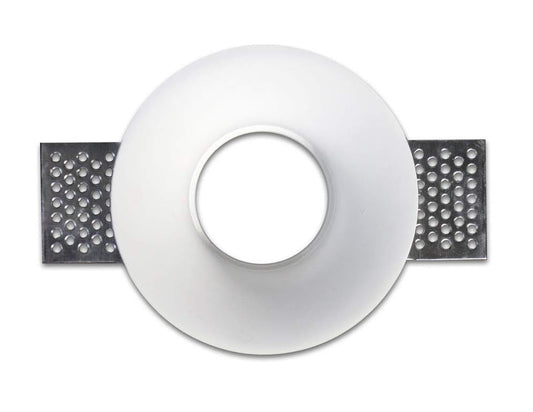 Portafaretto da incasso in gesso a scomparsa, compatibile con faretti GU10, foro incasso Ø105mm, design minimalista per soffitti in cartongesso