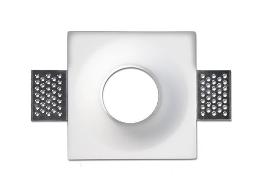 Portafaretto da incasso quadrato in gesso a scomparsa, compatibile con faretti GU10, senza vetro, foro incasso Ø105mm, design moderno per cartongesso