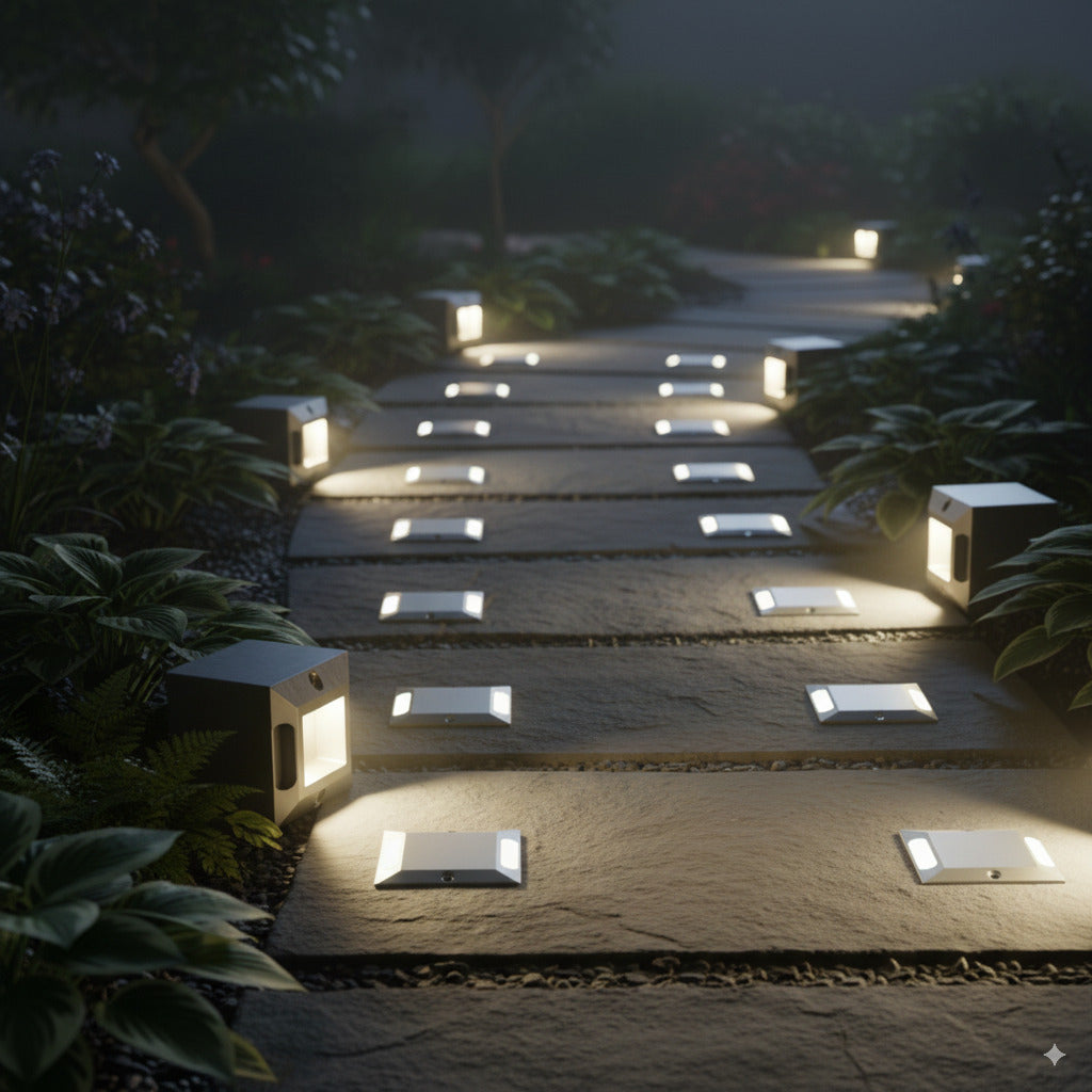 Faretto LED Calpestabile Quadrato da Esterno Radente 4W 320lm 12V IP65 Biemissione Luce Naturale 4000K grigio silver