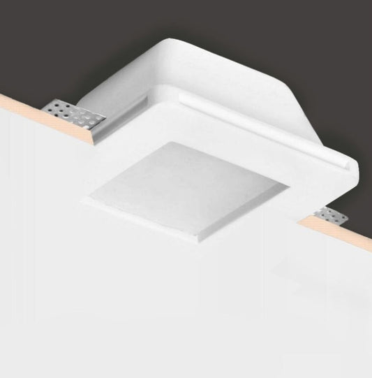 Portafaretto da Incasso in Gesso con vetro 120x120mm per Faretti GU10 Design a Scomparsa Foro Incasso 125x125mm Installazione in Cartongesso