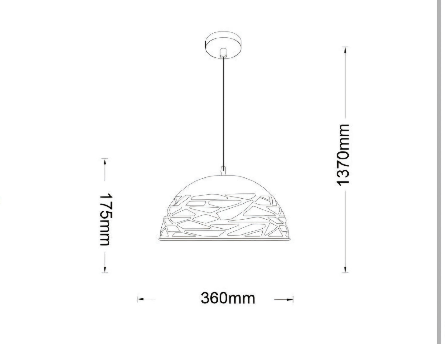 Lampadario a sospensione E27 in metallo bianco, paralume traforato Ø36 cm, design moderno, IP20 – Altezza regolabile fino a 137 cm
